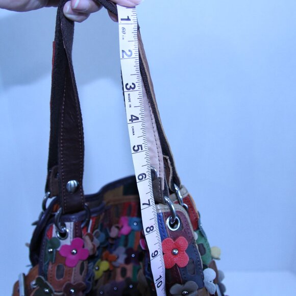 Leather flower boho flowerette slouchy purse bag festival - Picture 16 of 16